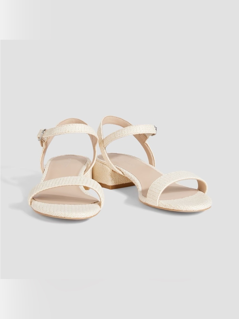 Stuart Weitzman Dancer 35 Block Sandal Ivory Herringbone Raffia Size 6.5